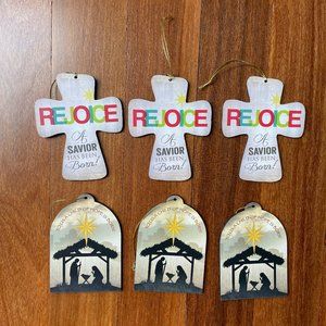 NEW Six (6) Wooden Christian Christmas Ornaments